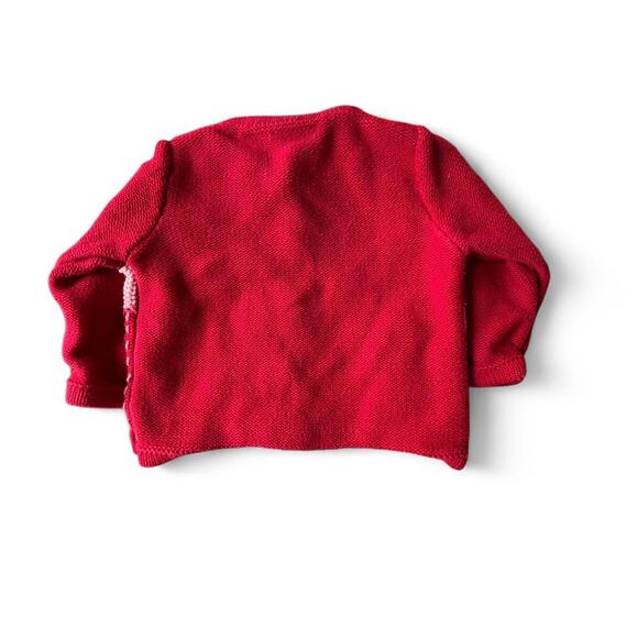 Savannah Baby Girl 12M Pink Red Knit Winter Ice Skates Snowflake Cardigan - Picture 7 of 8